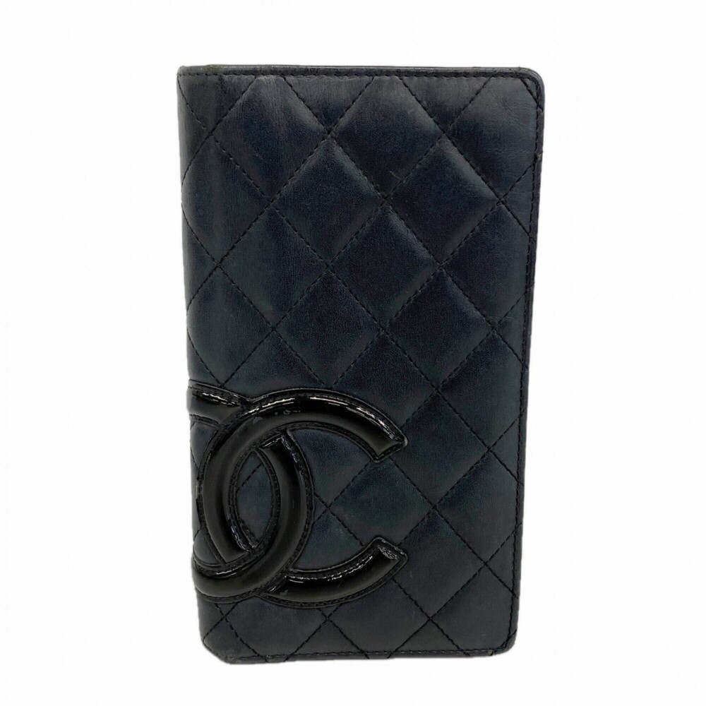 CHANEL Authentic Black Lambskin Leather Wallet
